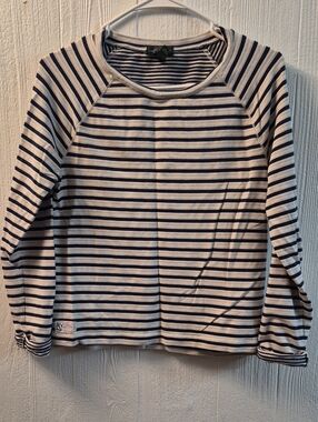 Lauren Ralph Lauren Navy and White Striped Long-Sleeve Crew